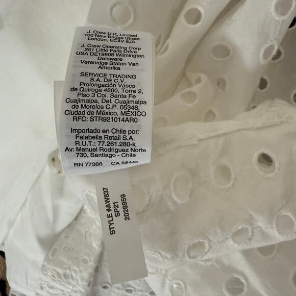 J.Crew White Eyelet Button Down Shirt 100% Cotton Classic Fit Capsule Casual | 2 - Picture 8 of 10